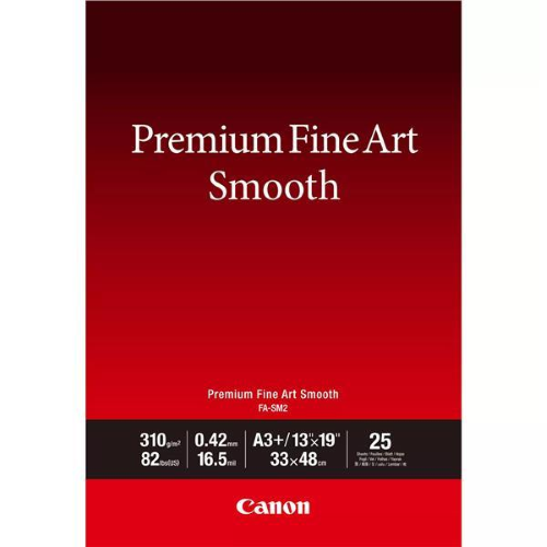 Canon Premium Fine Art Smooth FA-SM2 - Liscia - 16,5 mil - A3 Plus (330,2 x 482,6 mm) - 310 g/m² - 82 libbre - 25 fogli carta fotografica